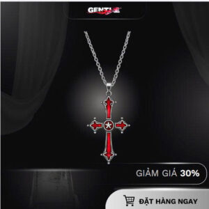 dây chuyền thánh giá Đỏ gothic silver style