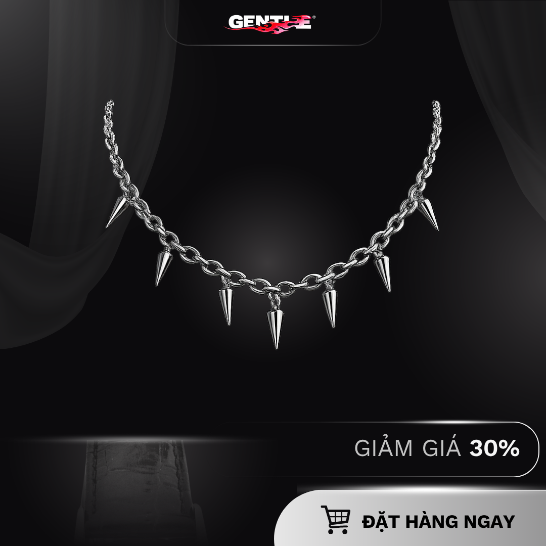 Vòng Cổ Streetwear Bản To Gentle Với 7 Gai Nhọn Spike Đầy Nổi Loạn
